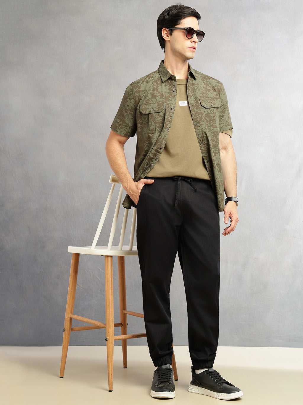 Thomas Scott Men Black Cricket Club Collection Regular Fit Mid-Rise Woven Joggers with Drawstring & 4 Utility Pockets
