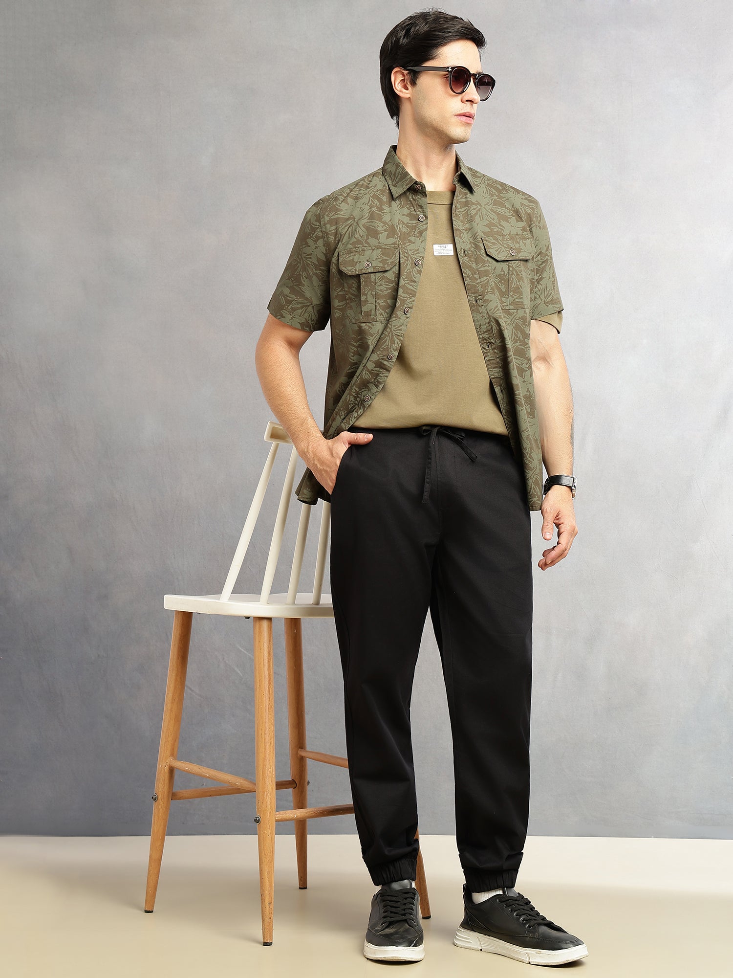 Thomas Scott Men Black Cricket Club Collection Regular Fit Mid-Rise Woven Joggers with Drawstring & 4 Utility Pockets