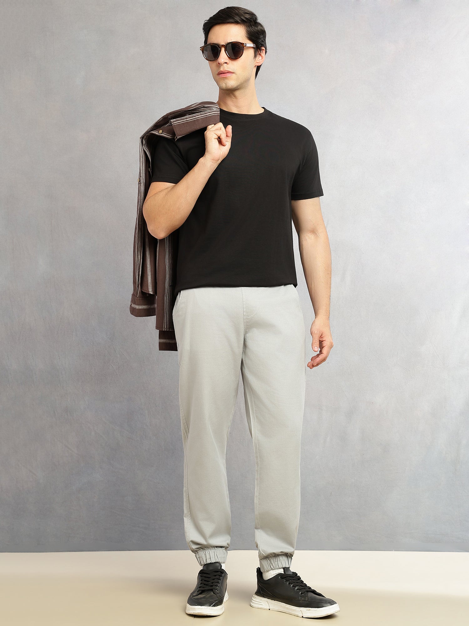 Thomas Scott Men Grey Cricket Club Collection Regular Fit Mid-Rise Woven Joggers with Drawstring & 4 Utility Pockets