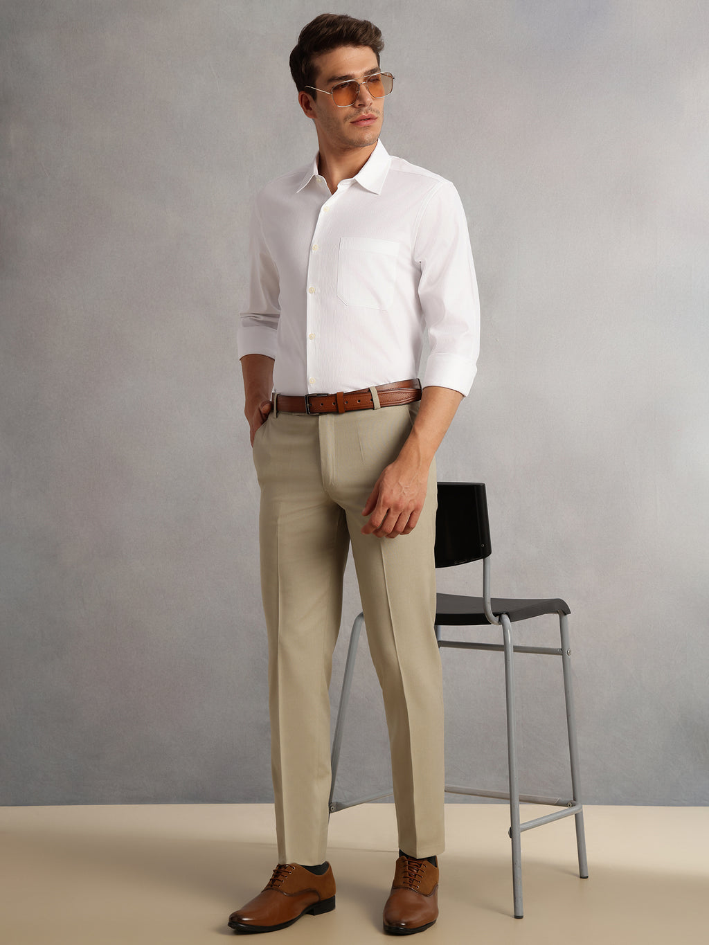 Thomas Scott Men White1 Premium Regular Fit Long Sleeves Spread Collar 100% Cotton Formal Shirt