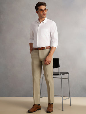 Thomas Scott Men White1 Premium Regular Fit Long Sleeves Spread Collar 100% Cotton Formal Shirt