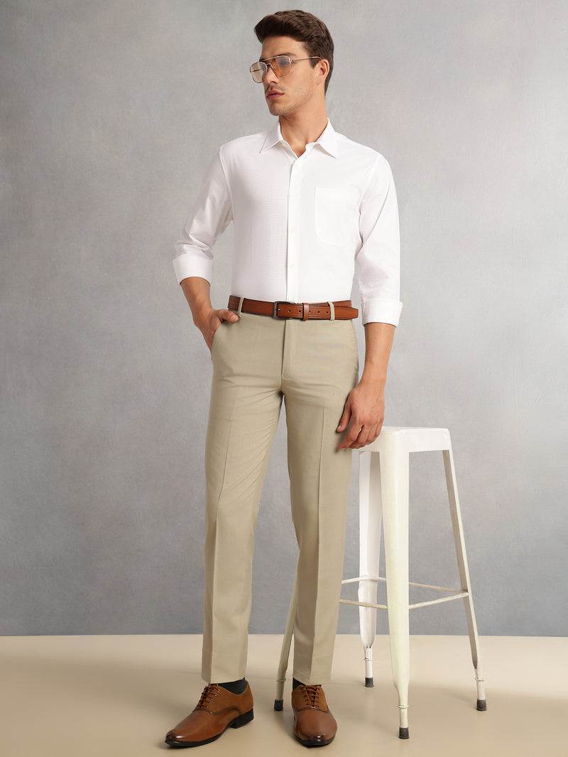 Thomas Scott Men White2 Premium Regular Fit Long Sleeves Spread Collar 100% Cotton Formal Shirt