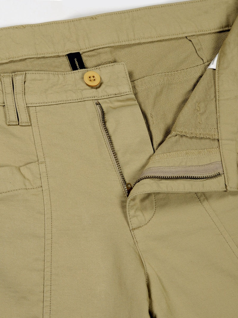 Thomas Scott Men Beige Smart Easy Wash Cargos Trousers
