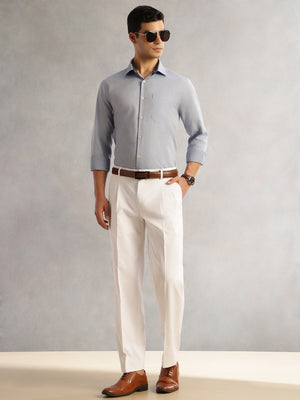 Blue Regular Fit Long Sleeves Cutaway Collar 100% Cotton Filafil Formal Shirt For Men