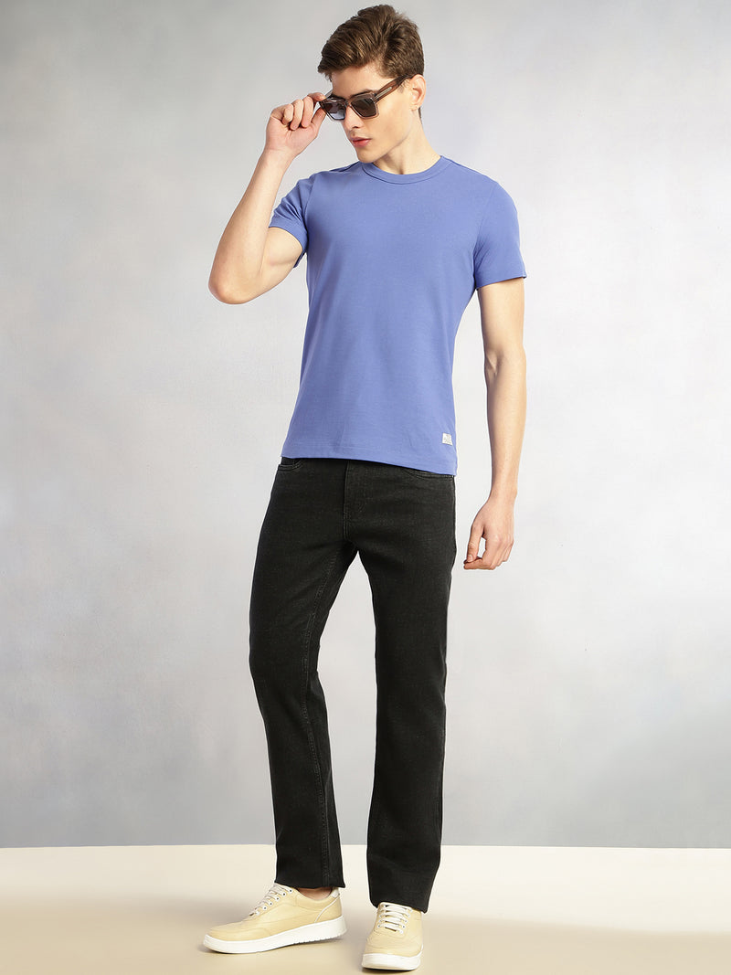 Thomas Scott Men Regular Fit Short Sleeves Round Neck Solid Knitted T-Shirt