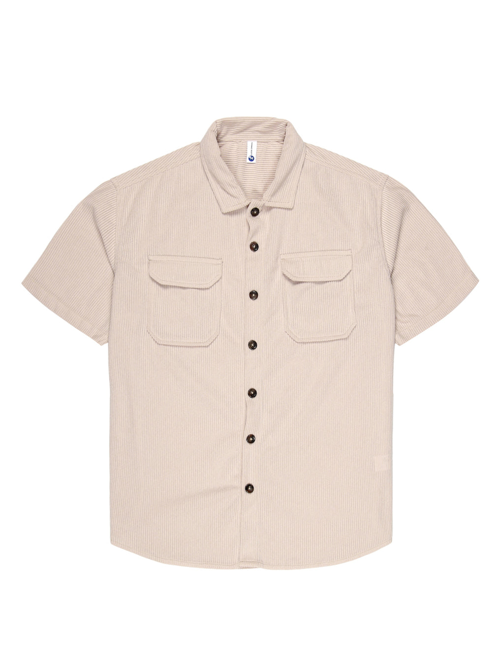 Thomas Scott Men Beige Premium Oversized Short Sleeves Spread Collar Corduroy Casual Shirt