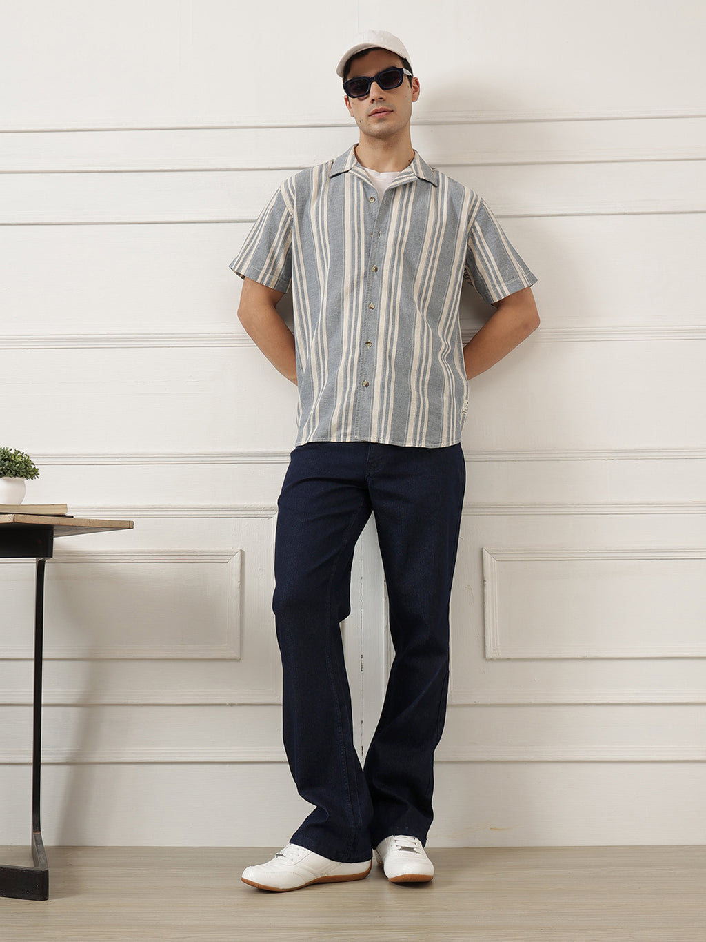 Dark Blue Smart Bootcut Fit Mid-Rise Clean Look Stretchable Jeans For Men