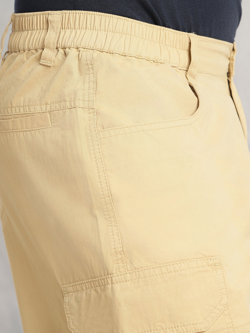 Thomas Scott Men Beige Cricket Club Collection Mid-Rise 100% Cotton Loose Fit Solid Woven Cargo Trouser