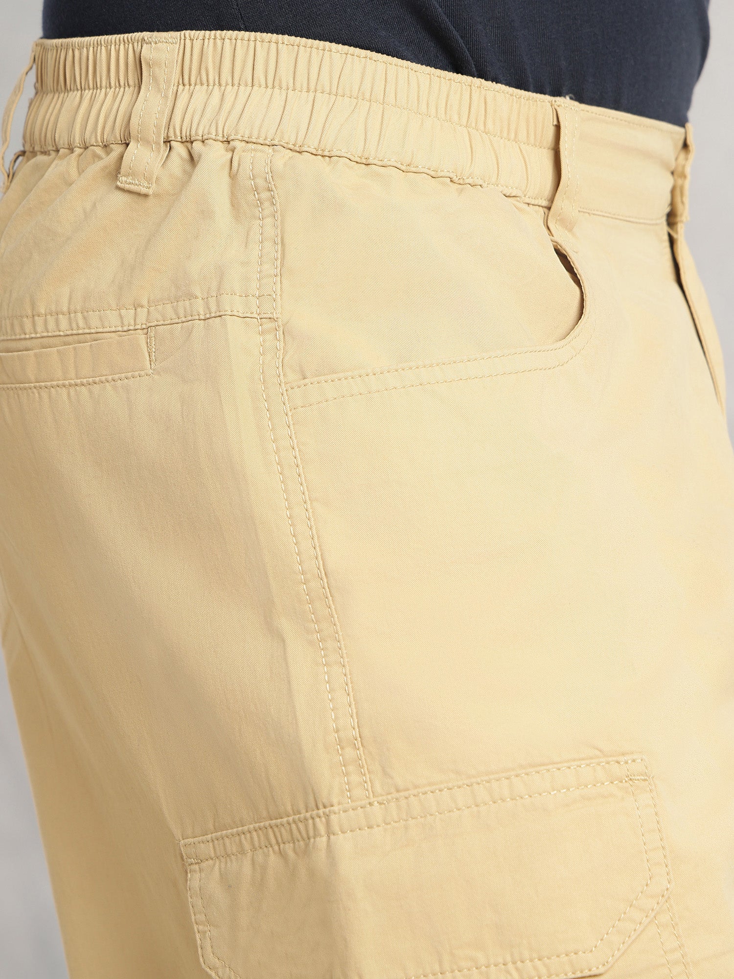 Thomas Scott Men Beige Cricket Club Collection Mid-Rise 100% Cotton Loose Fit Solid Woven Cargo Trouser