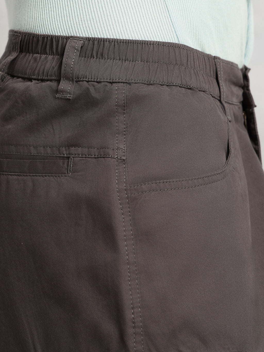 Thomas Scott Men Dark Grey Cricket Club Collection Mid-Rise 100% Cotton Loose Fit Solid Woven Cargo Trouser