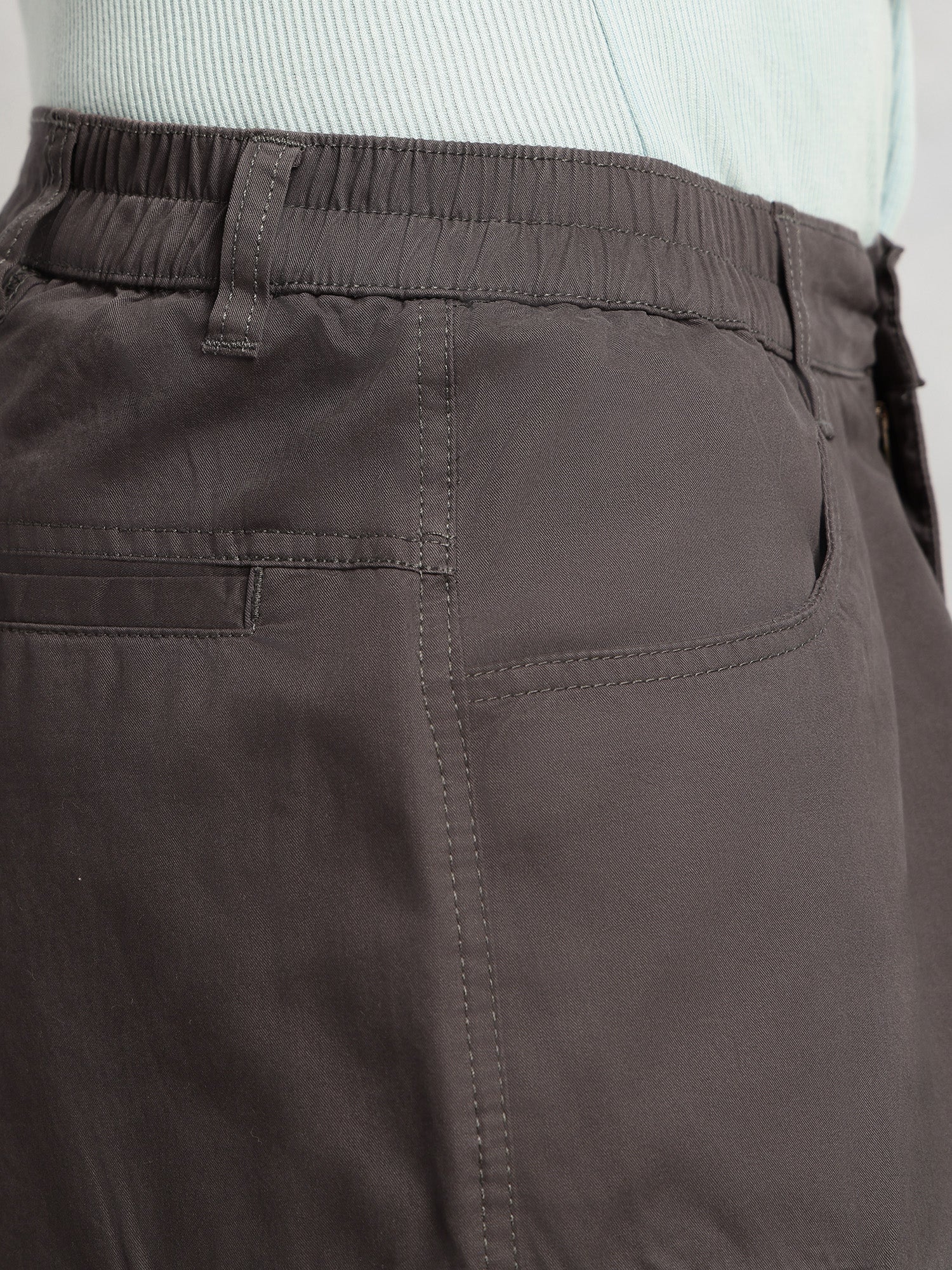 Thomas Scott Men Dark Grey Cricket Club Collection Mid-Rise 100% Cotton Loose Fit Solid Woven Cargo Trouser
