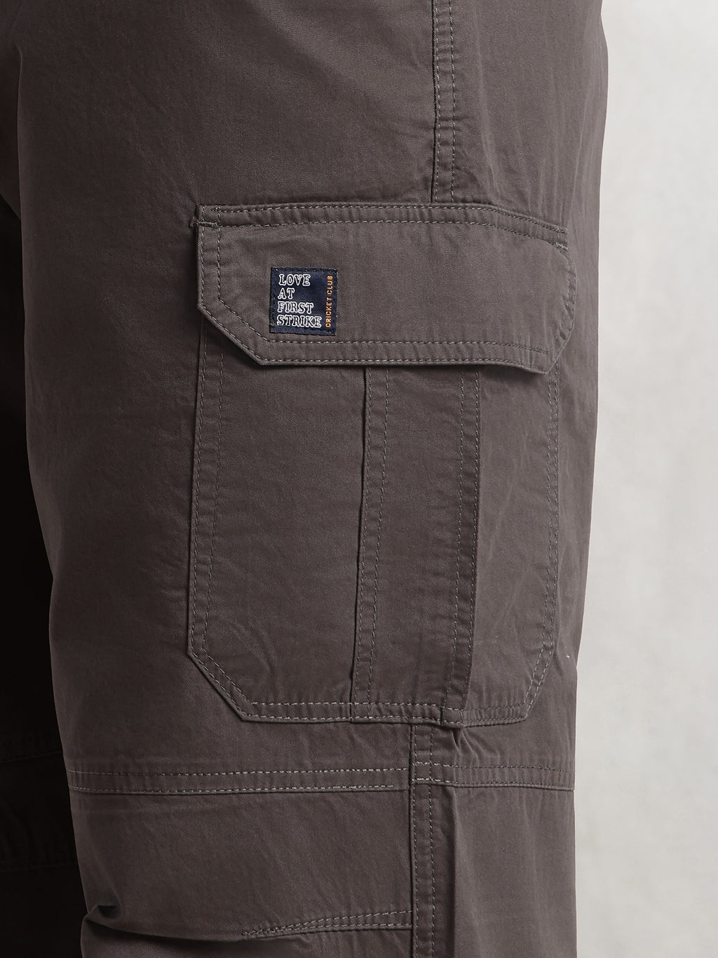 Thomas Scott Men Dark Grey Cricket Club Collection Mid-Rise 100% Cotton Loose Fit Solid Woven Cargo Trouser