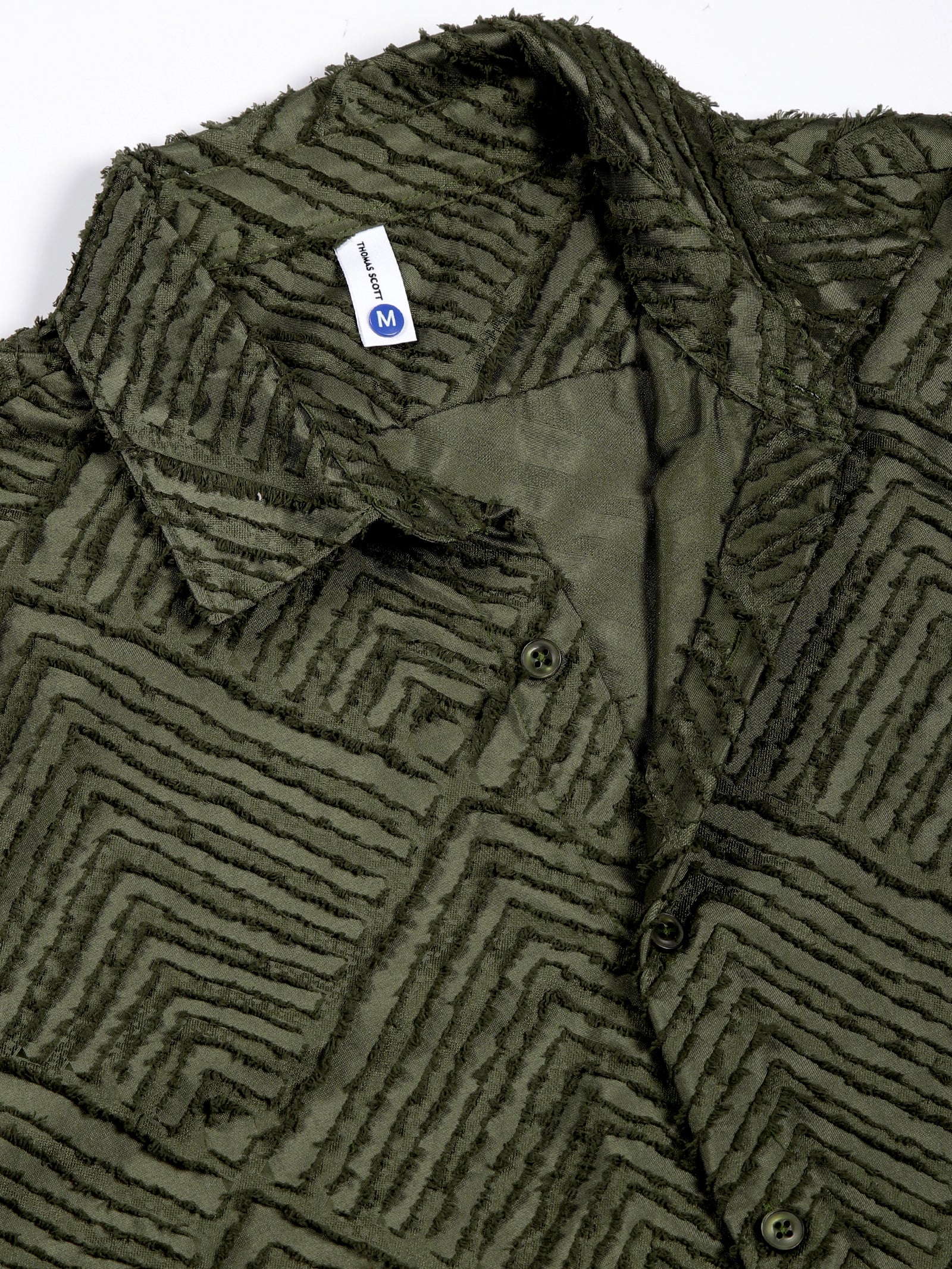 Thomas Scott Men Green Premium Long Sleeves Slim Fit Spread Collar Textured Casual Shirt