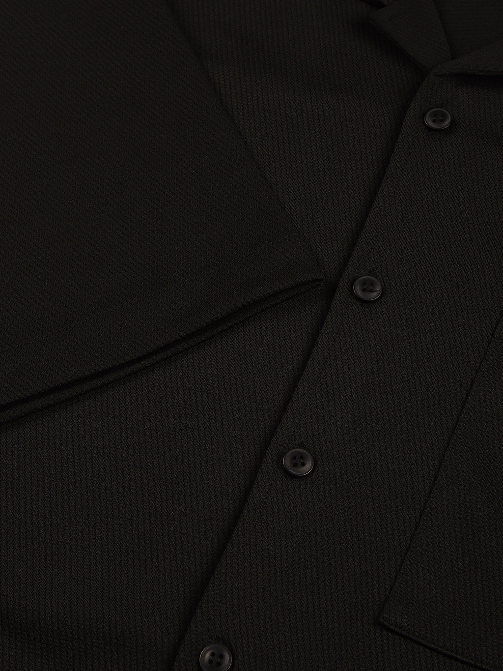 Thomas Scott Men Black Premium Short Sleeves Regular Fit Cuban Collar Textured Cotton Twill Shirt