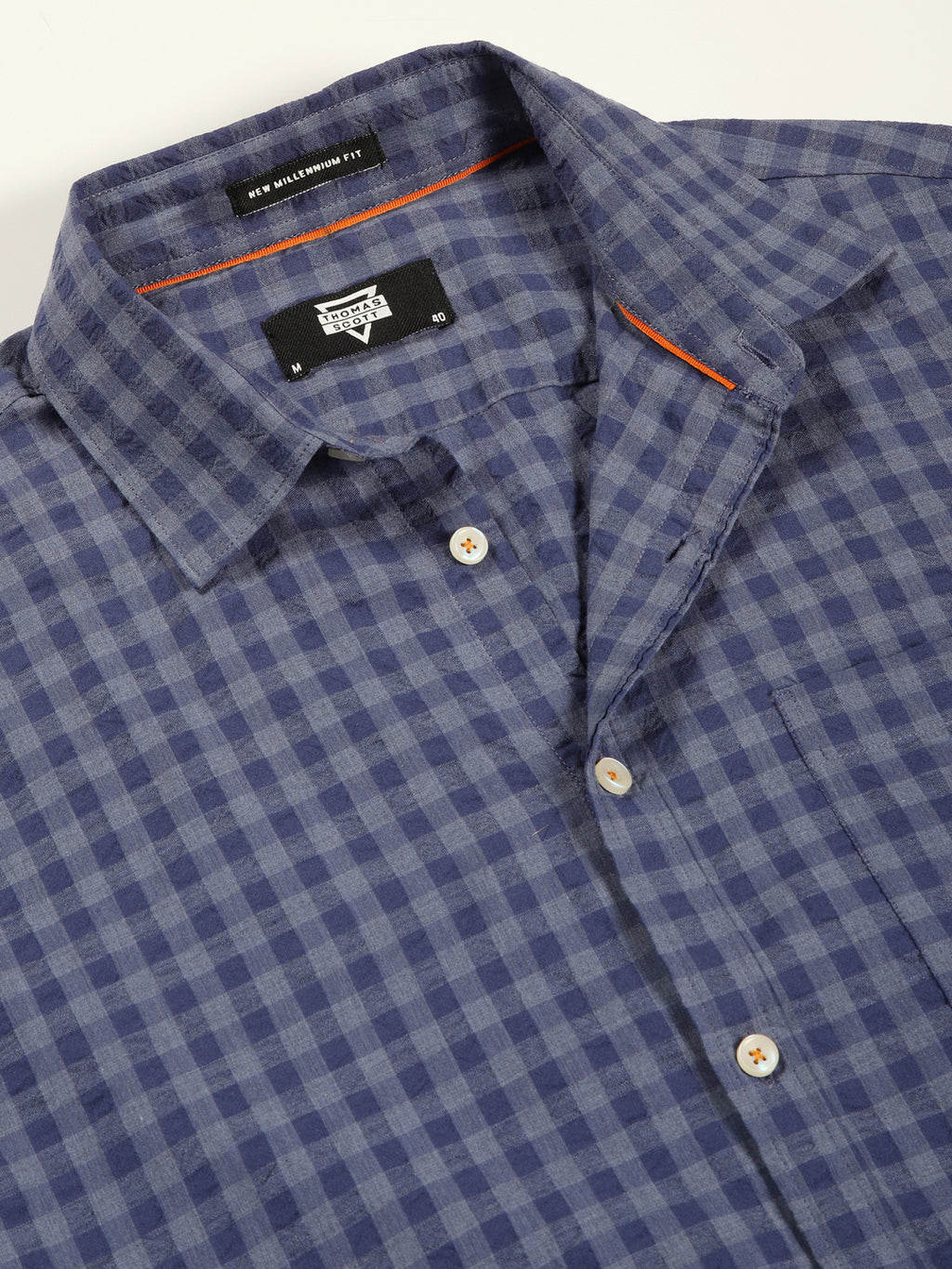 Thomas Scott Men Premium Gingham Checks Opaque Checked Casual Shirt