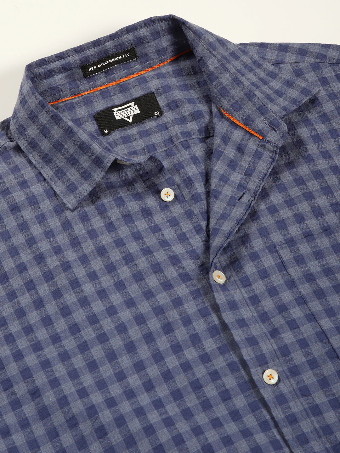 Thomas Scott Men Premium Gingham Checks Opaque Checked Casual Shirt