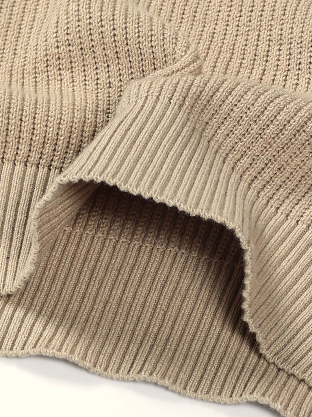 Thomas Scott Men Ribbed Self Design Round Neck Cotton Pullover Ribbed Sweater