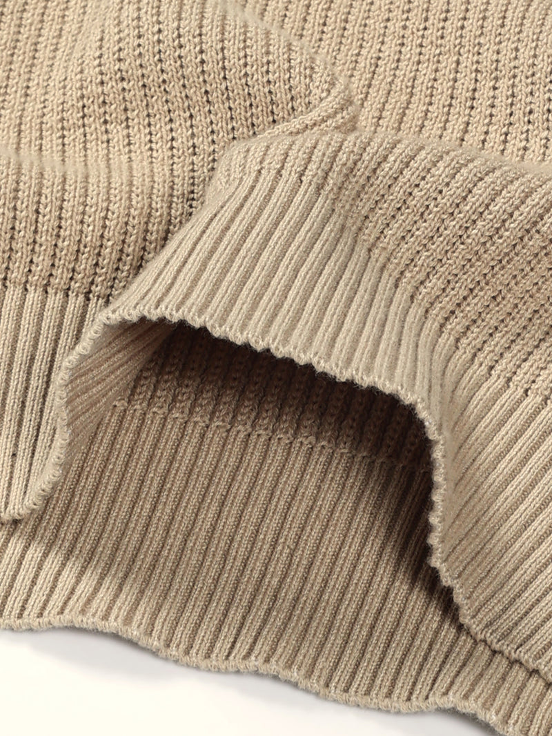 Thomas Scott Men Ribbed Self Design Round Neck Cotton Pullover Ribbed Sweater