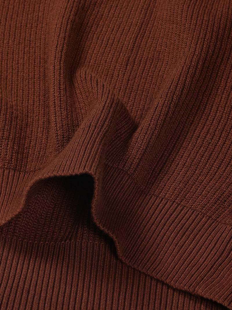 Thomas Scott Men Ribbed Self Design Round Neck Cotton Pullover Ribbed Sweater