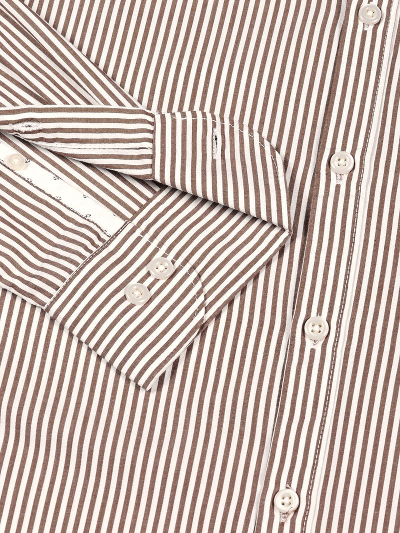 Thomas Scott Men Smart Spread Collar Vertical Striped Cotton Slim Fit Casual Shirt
