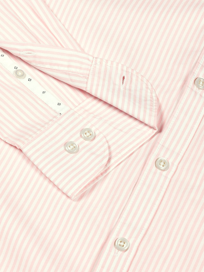 Thomas Scott Men Smart Spread Collar Vertical Striped Cotton Slim Fit Casual Shirt
