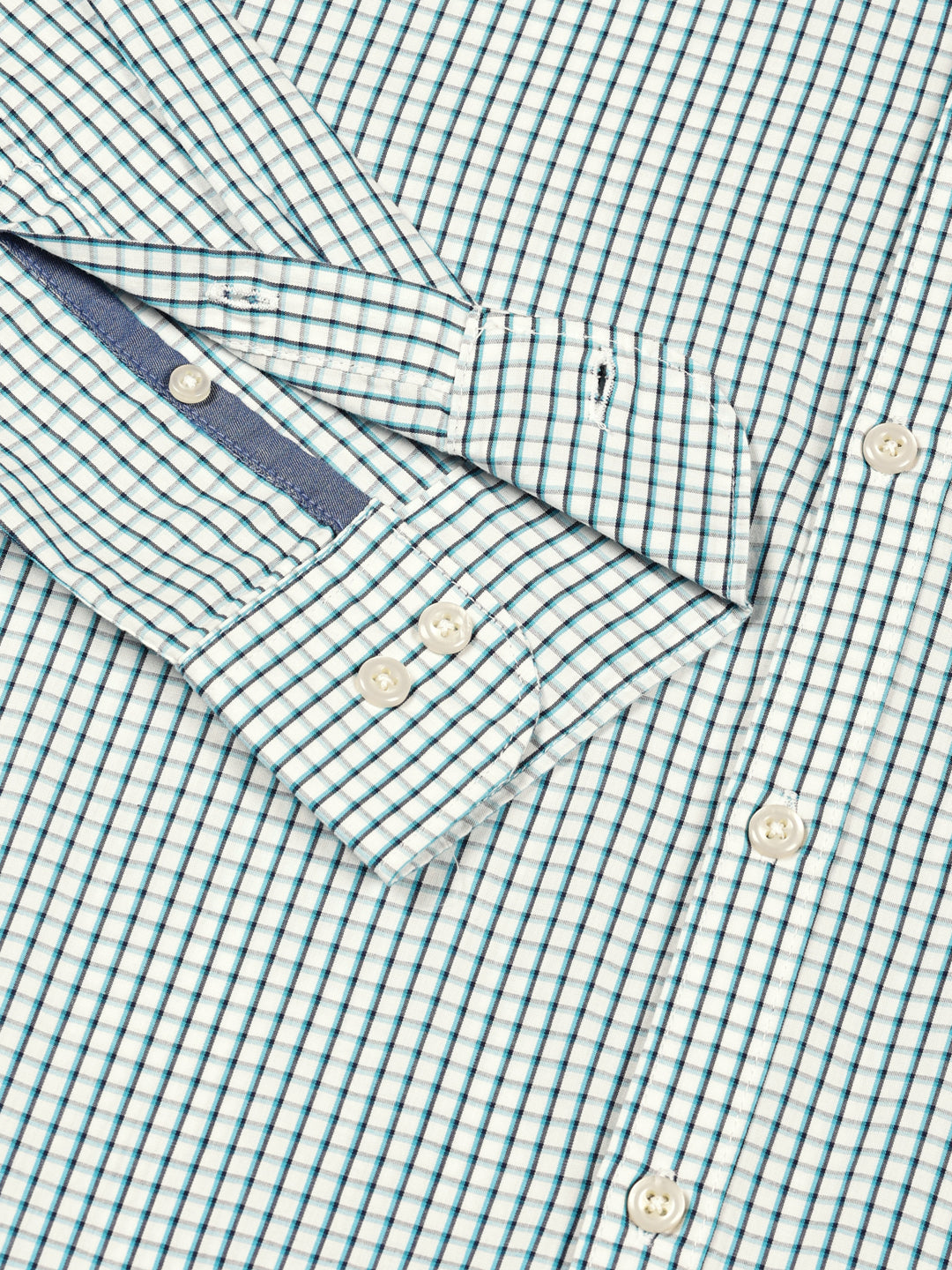 Thomas Scott Men Smart Spread Collar Micro Checked Cotton Slim Fit Casual Shirt
