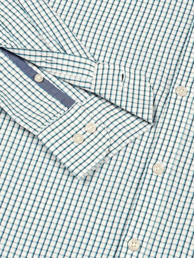 Thomas Scott Men Smart Spread Collar Micro Checked Cotton Slim Fit Casual Shirt