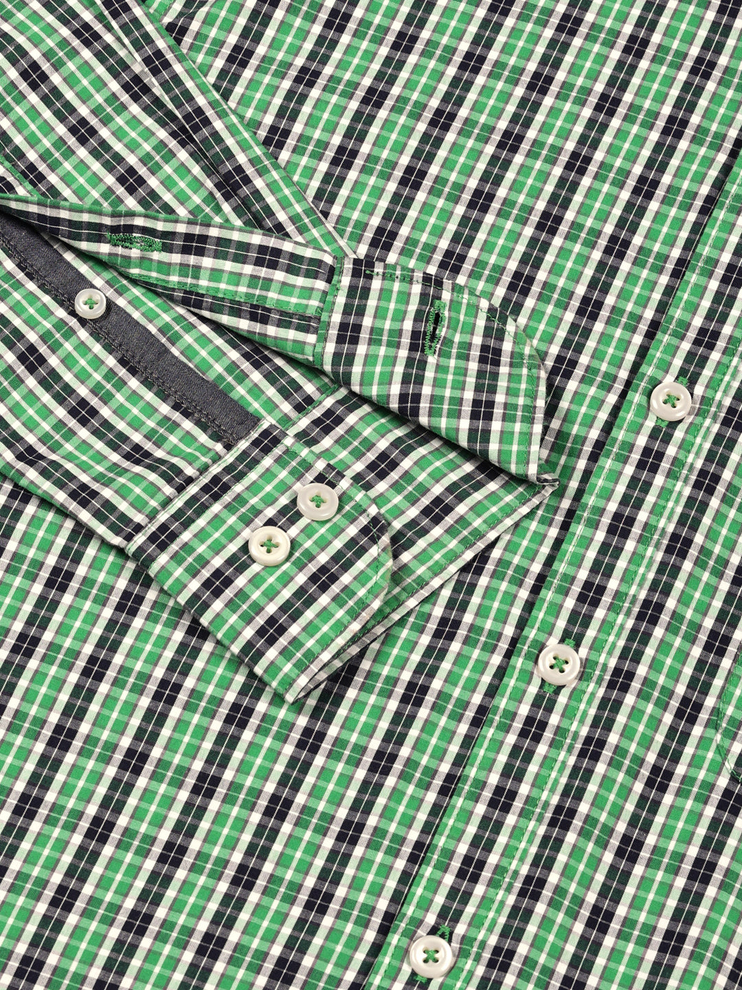 Thomas Scott Men Smart Spread Collar Micro Checked Cotton Slim Fit Casual Shirt