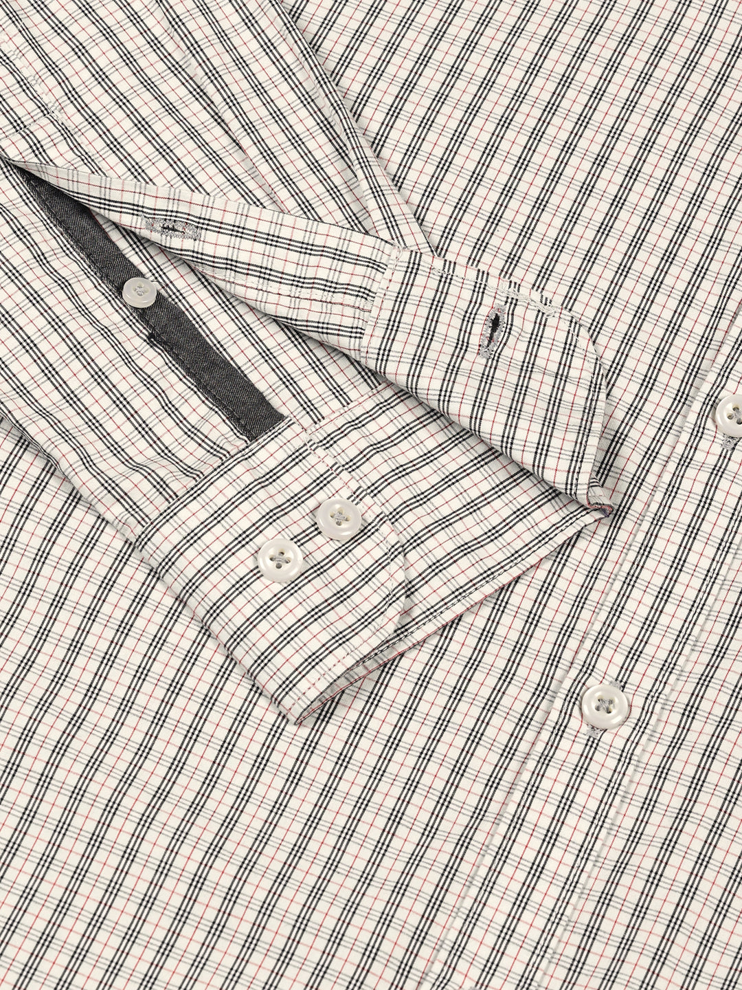 Thomas Scott Men Smart Spread Collar Micro Checked Cotton Slim Fit Casual Shirt