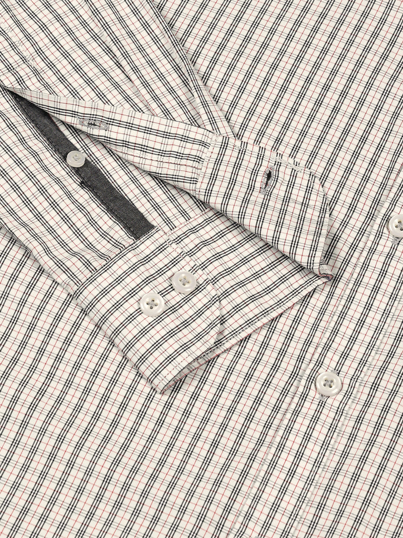 Thomas Scott Men Smart Spread Collar Micro Checked Cotton Slim Fit Casual Shirt