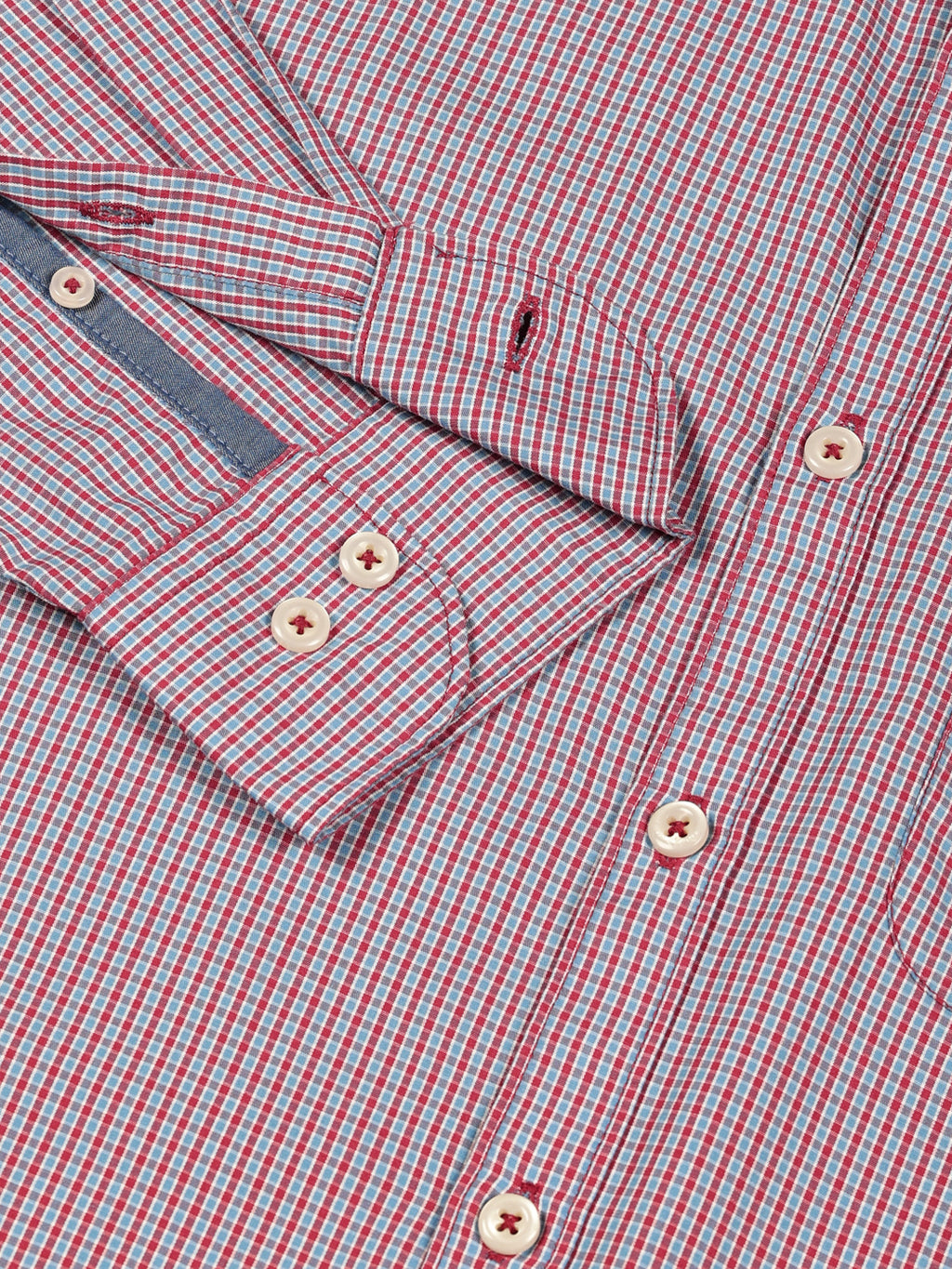 Thomas Scott Men Smart Spread Collar Micro Checked Cotton Slim Fit Casual Shirt
