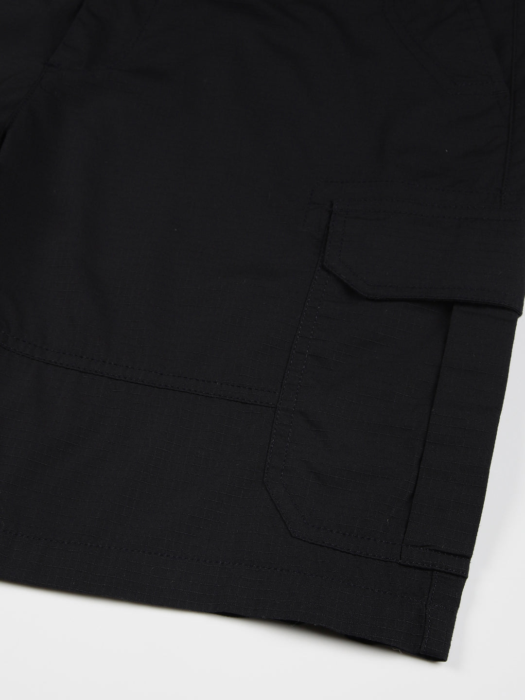 Navy Mid-Rise Regular Fit Solid Woven Cargo Shorts