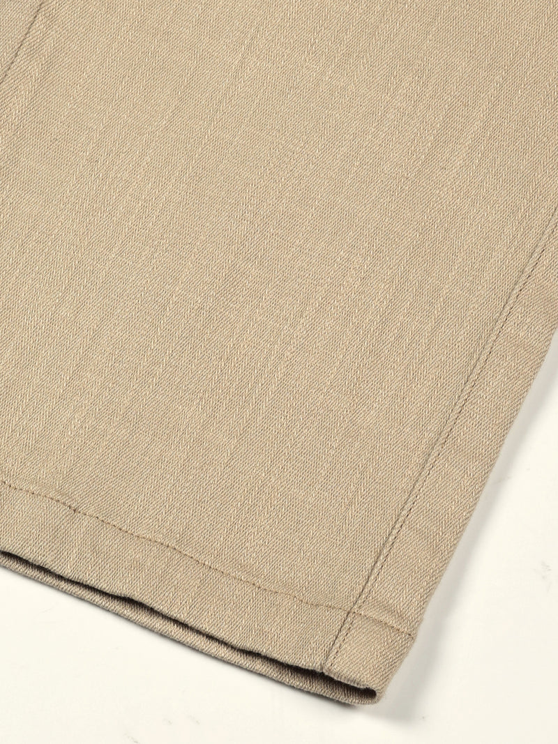 Thomas Scott Men Dark Beige Mid-Rise Straight Fit Cotton Linen Woven Cargos Trouser