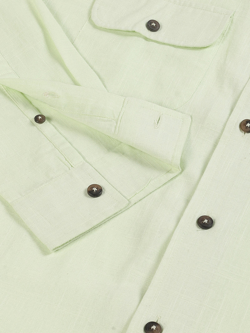 Thomas Scott Men Classic Cuban Collar Cotton Linen Casual Shacket