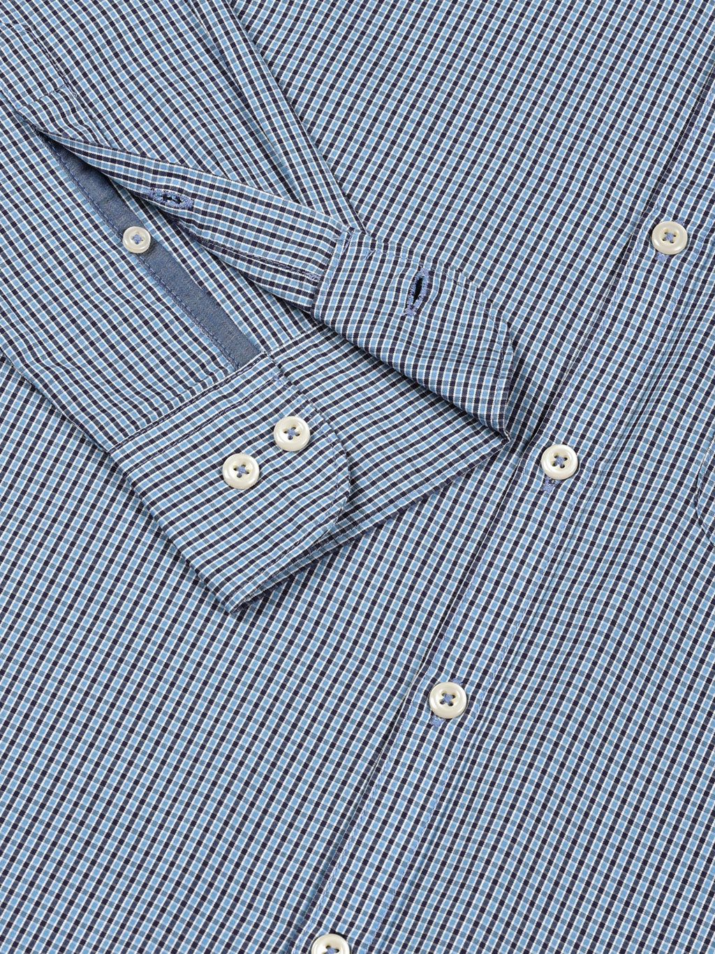 Thomas Scott Men Smart Spread Collar Micro Checked Cotton Slim Fit Casual Shirt