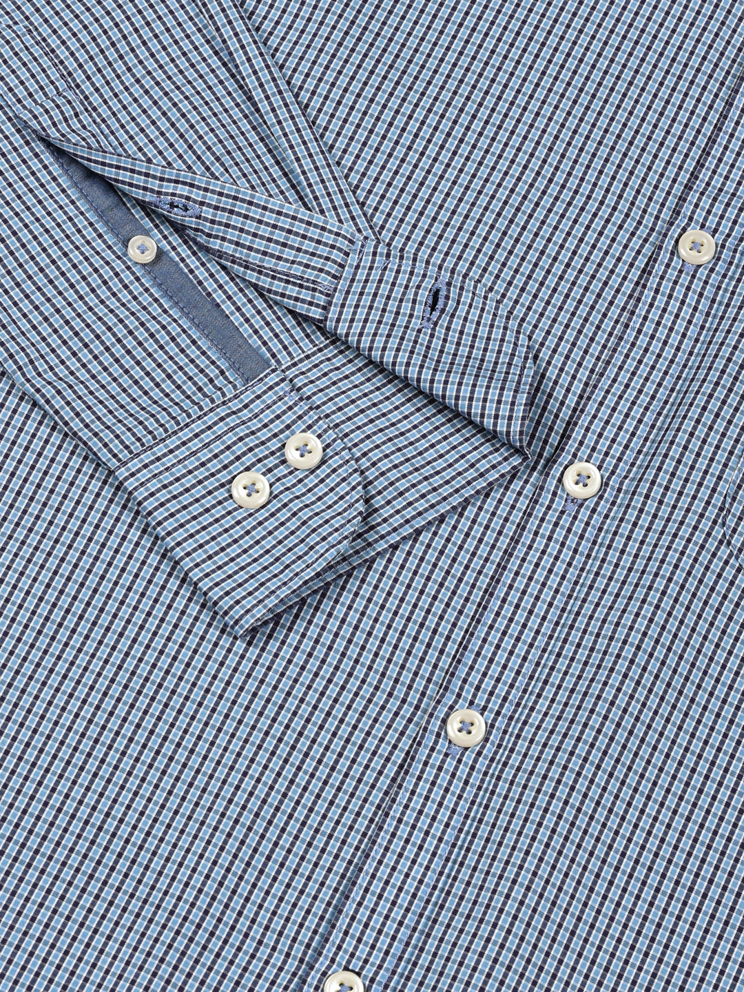 Thomas Scott Men Smart Spread Collar Micro Checked Cotton Slim Fit Casual Shirt
