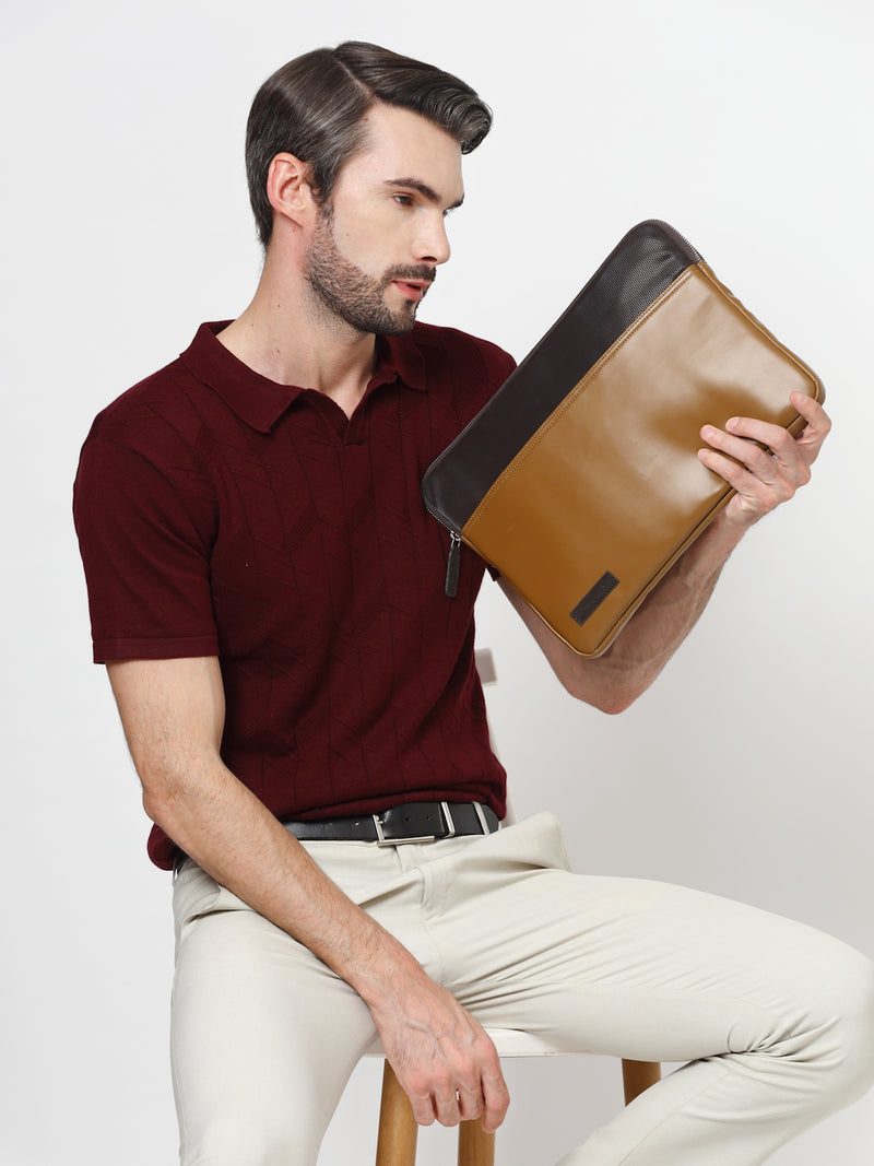Thomas Scott Men Colourblocked PU Laptop Sleeve