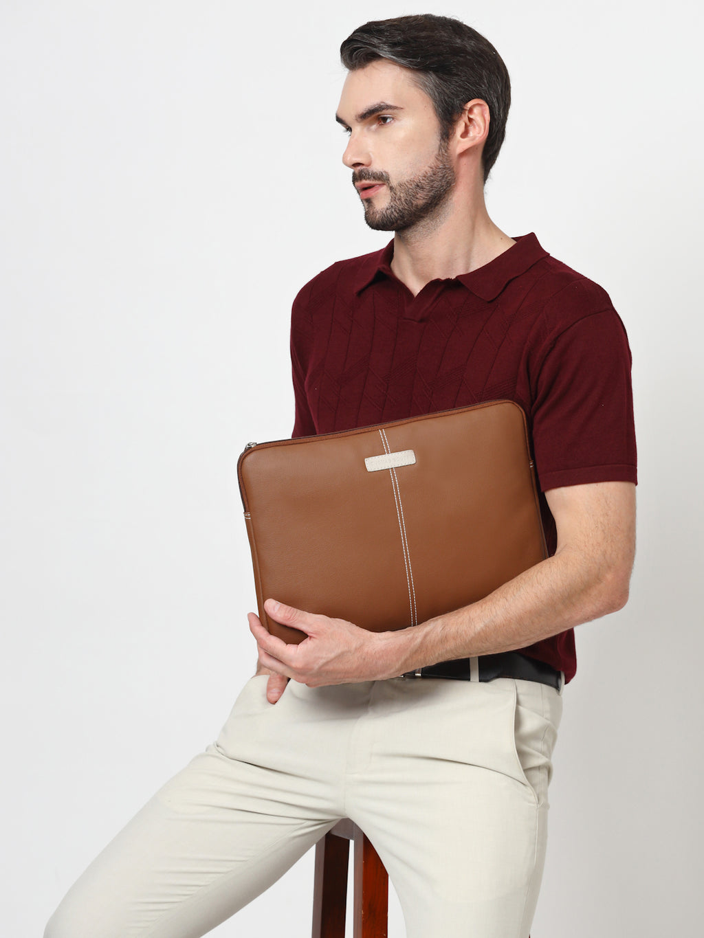 Thomas Scott Men Textured PU Laptop Sleeve