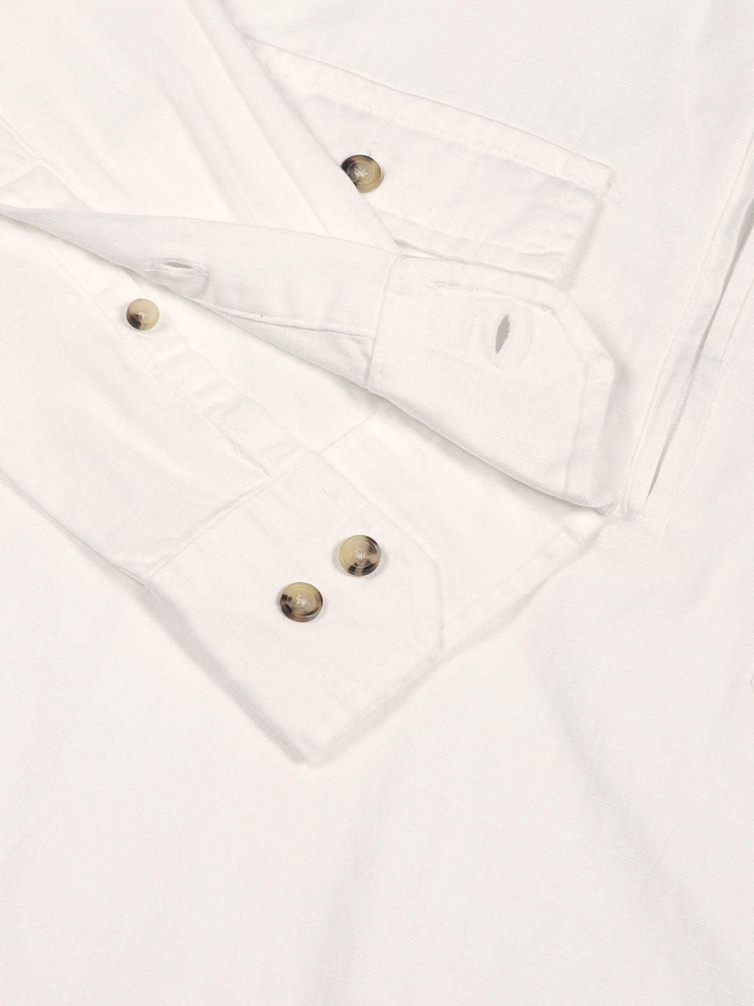 Thomas Scott Men White Classic Spread Collar Solid Cotton Casual Shirt