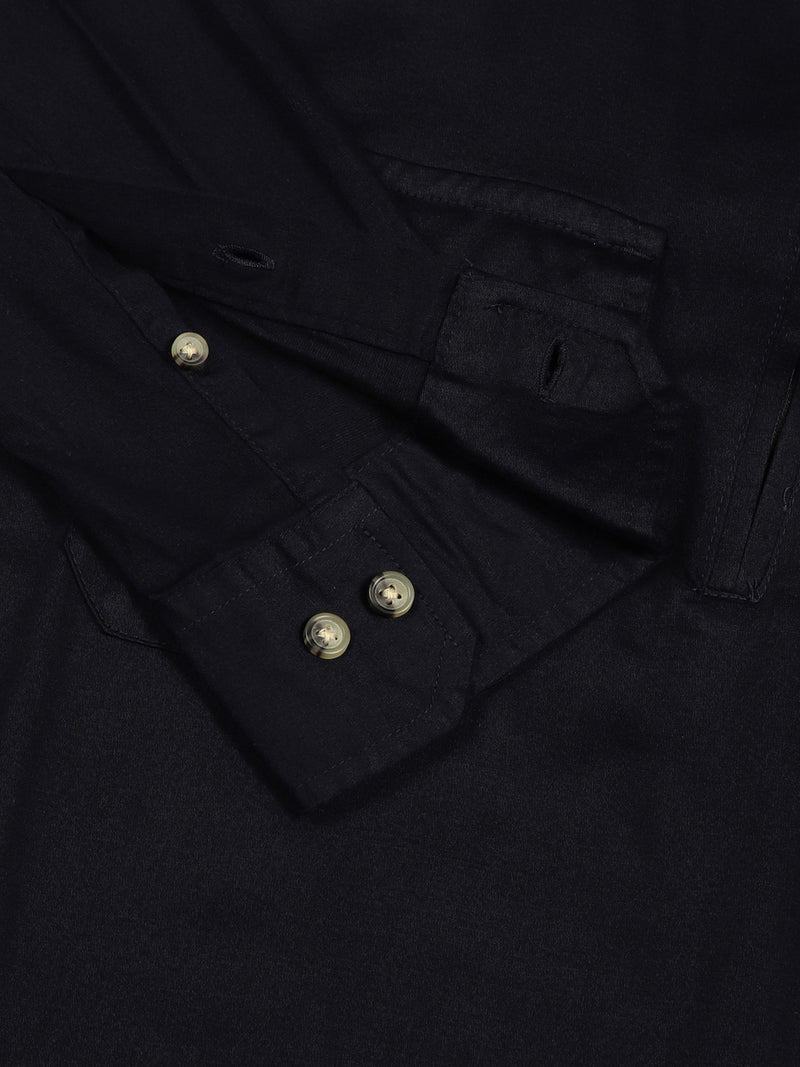 Thomas Scott Men Navy Classic Spread Collar Solid Cotton Casual Shirt