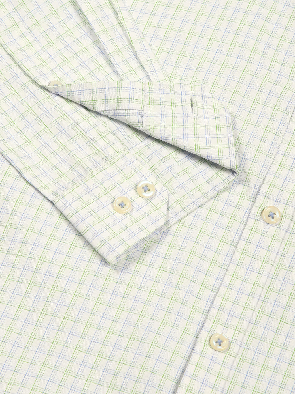 Thomas Scott Men Green Smart Micro Checks Opaque Formal Shirt