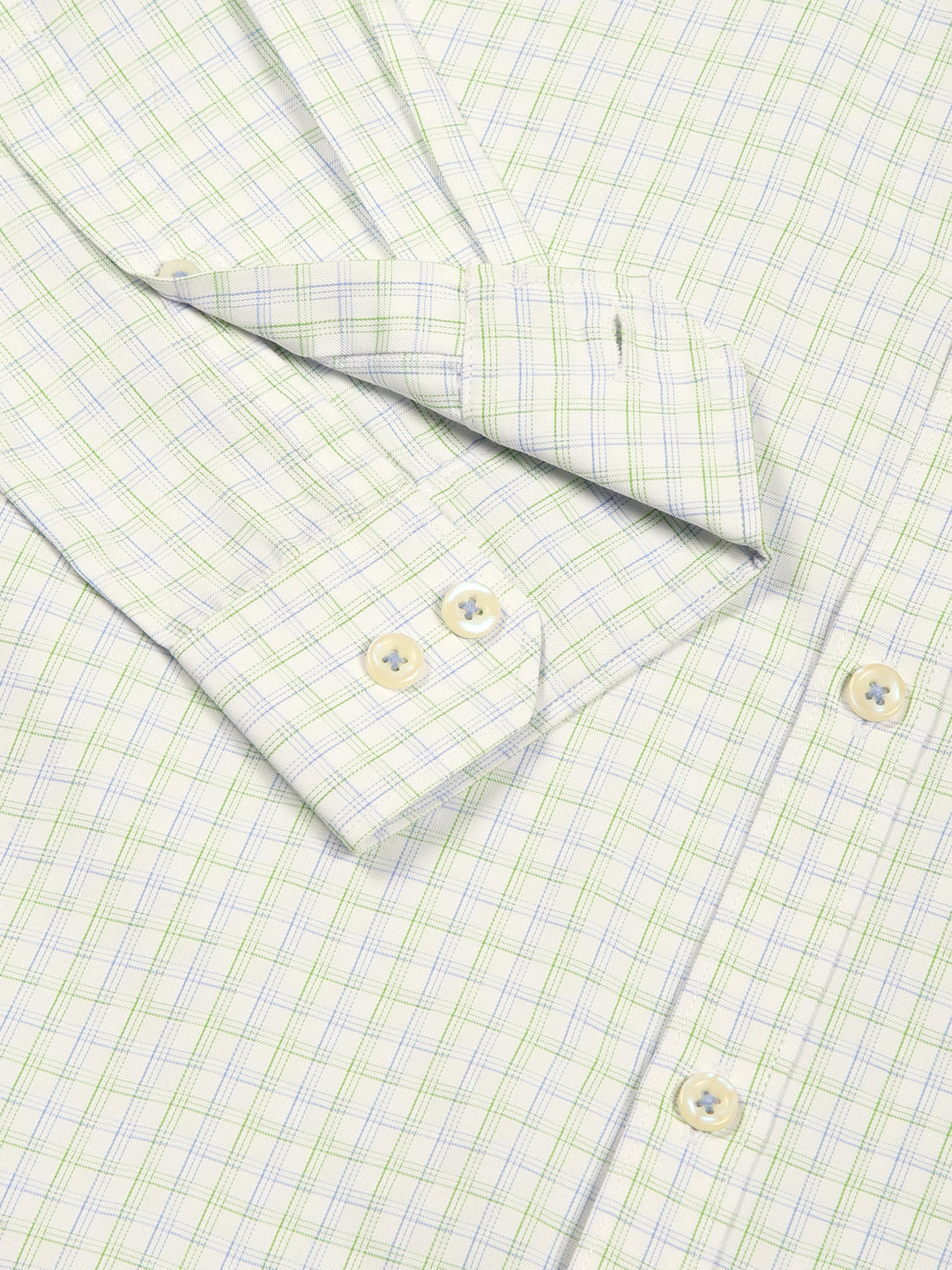 Thomas Scott Men Green Smart Micro Checks Opaque Formal Shirt