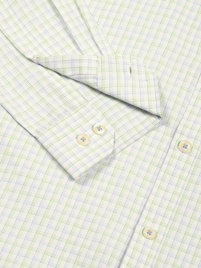 Thomas Scott Men Green Smart Micro Checks Opaque Formal Shirt