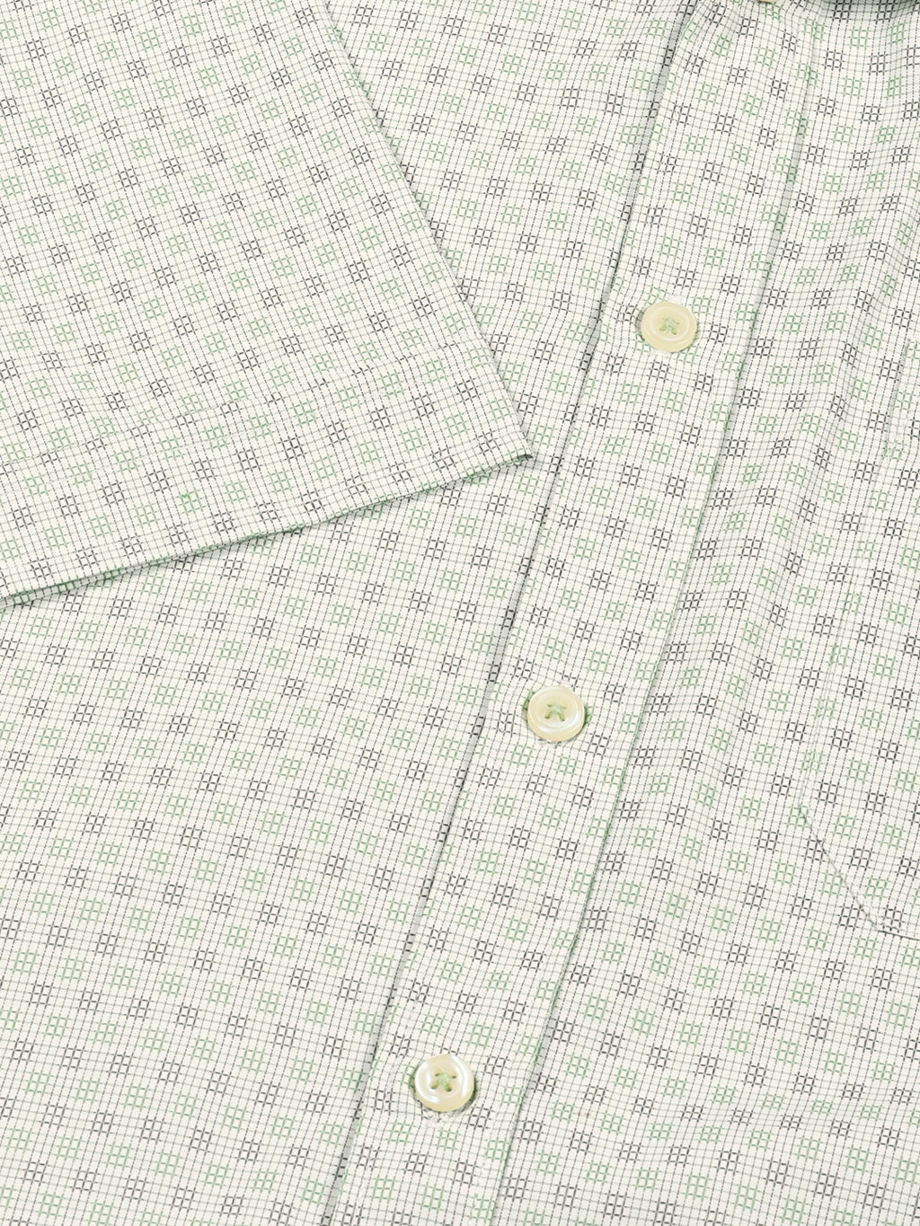 Thomas Scott Men Green Smart Micro Checked Spread Collar Formal Shirt