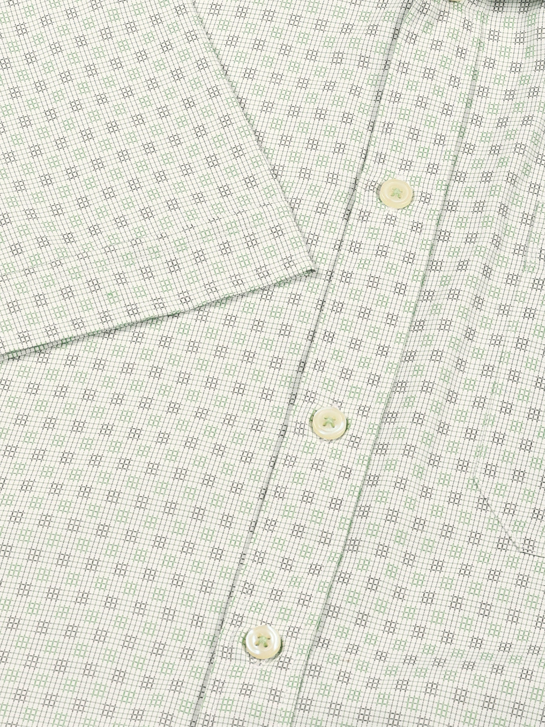 Thomas Scott Men Green Smart Micro Checked Spread Collar Formal Shirt
