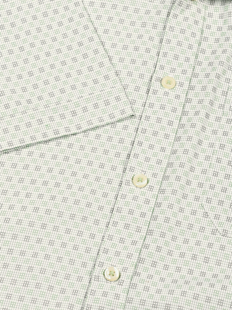 Thomas Scott Men Green Smart Micro Checked Spread Collar Formal Shirt