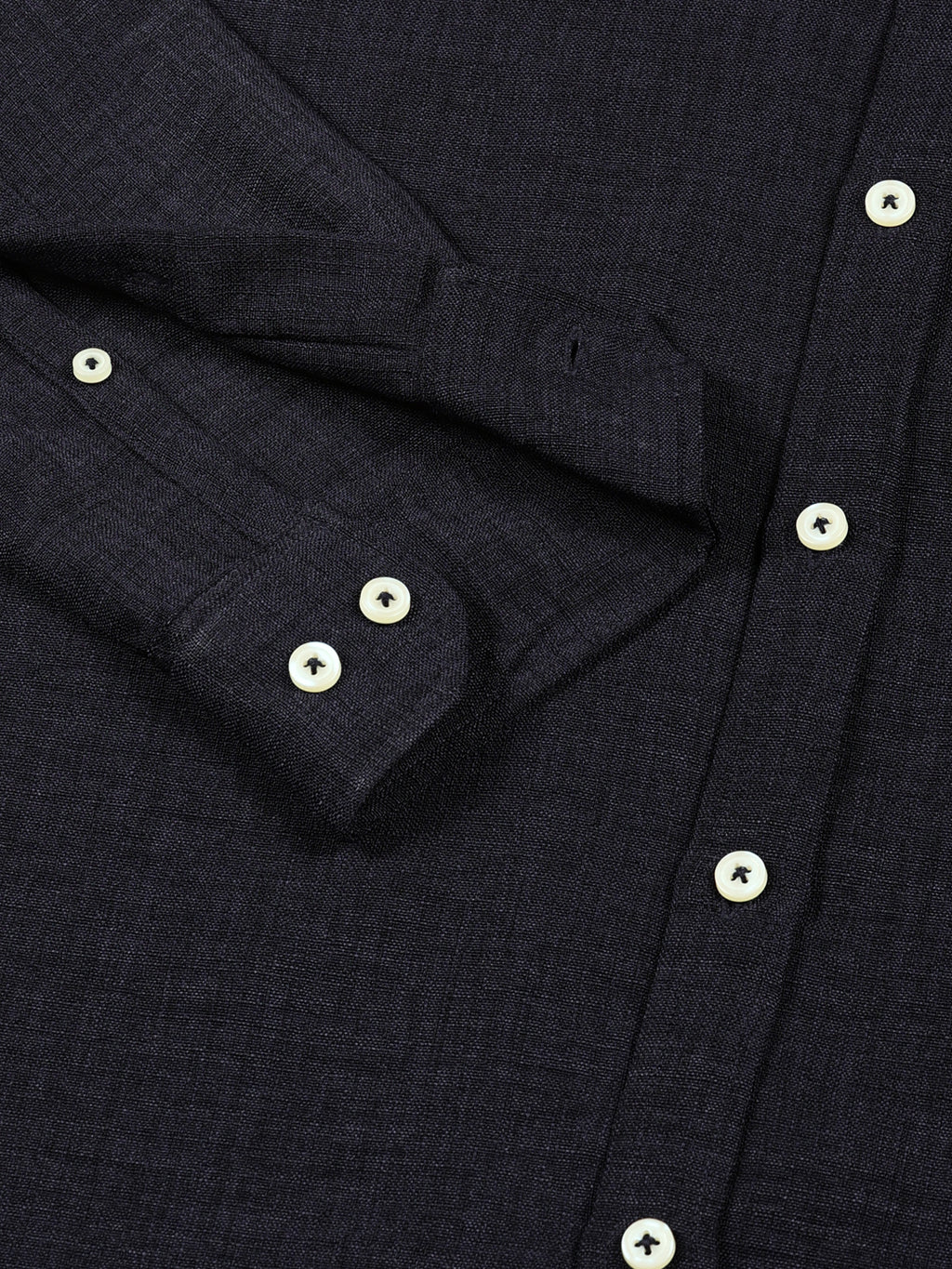 Thomas Scott Men Navy Slim Fit Long Sleeves Button-Down Collar Polyester Casual Shirt