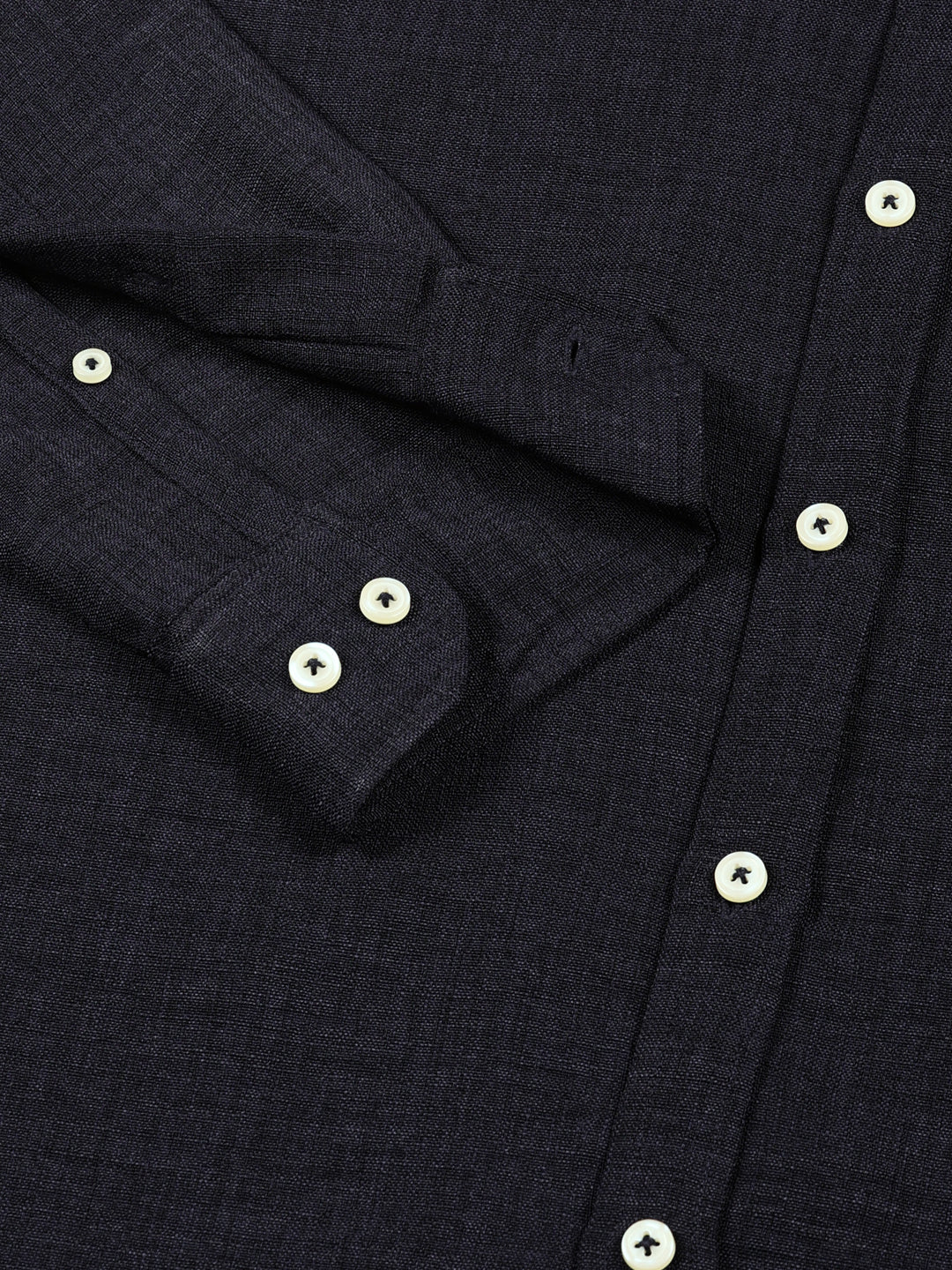 Thomas Scott Men Navy Slim Fit Long Sleeves Button-Down Collar Polyester Casual Shirt