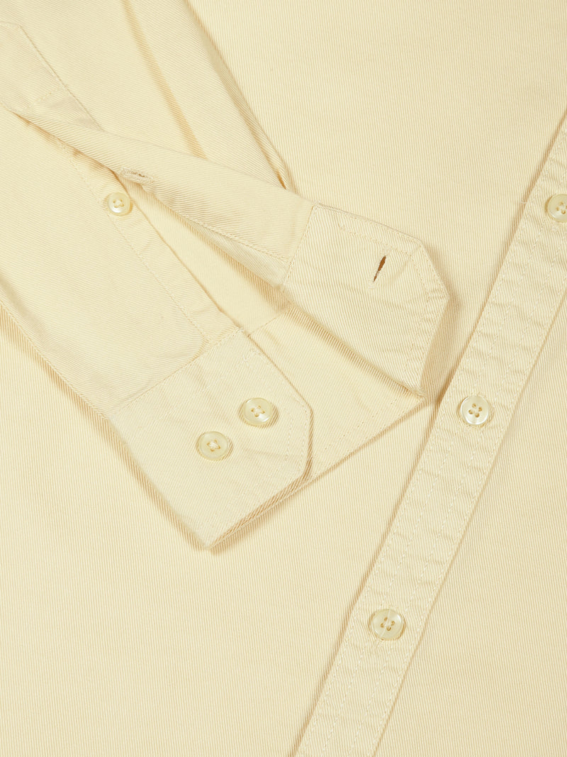 Thomas Scott Men Yellow Button Down Collar Slim Fit Solid Cotton Casual Shirt