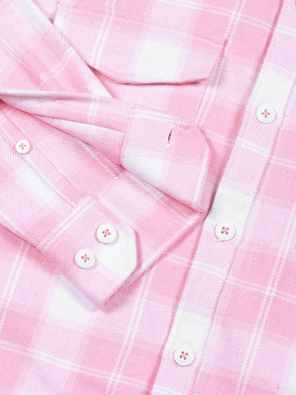Thomas Scott Men Pink Regular Fit Long Sleeves Windowpane Checks Casual Shirt
